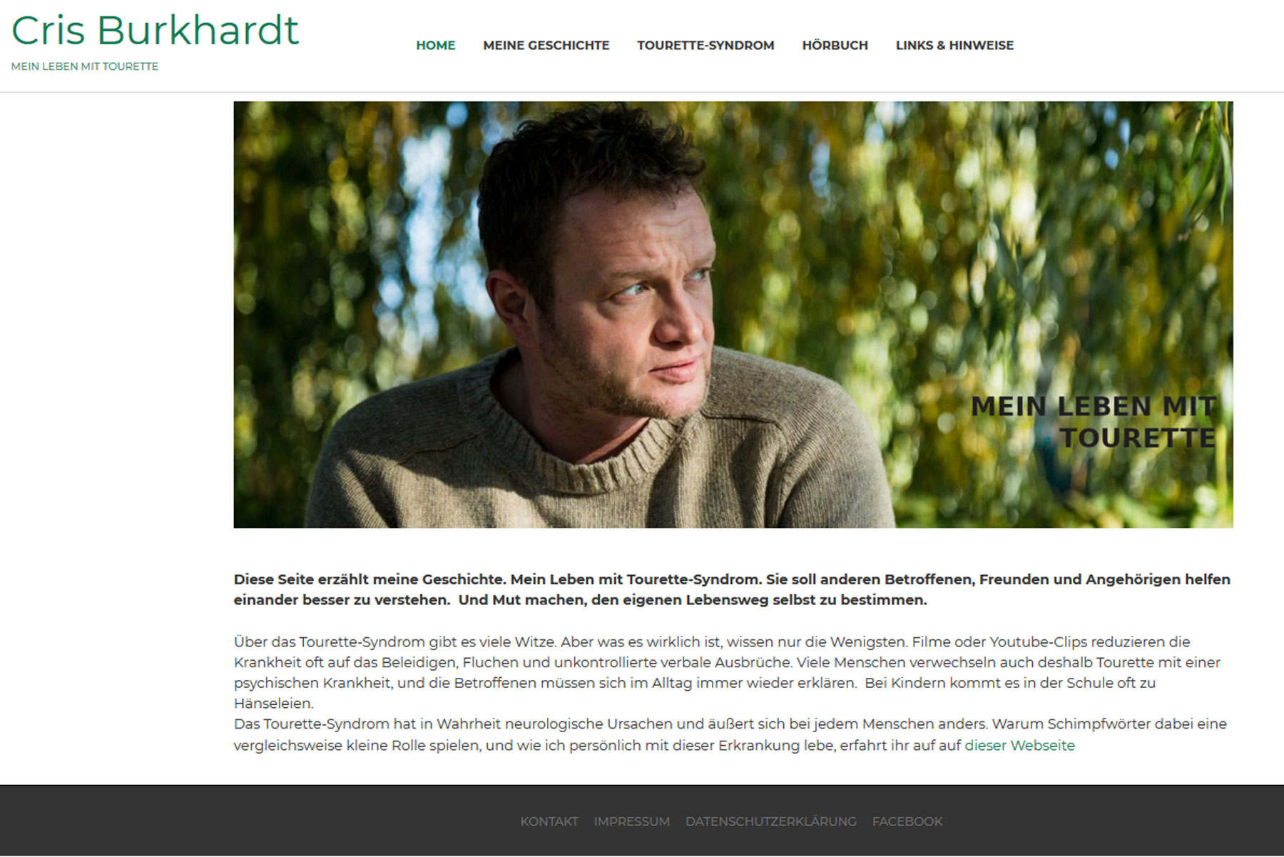Cris Burkhardt: Mein Leben mit Tourette. Praxisprojekt von Katrin Kalinkus in der CZB-Fortbildung Content- und Social-Media-Management Cris Burkhardt: Mein Leben mit Tourette. Praxisprojekt von Katrin Kalinkus in der CZB-Fortbildung Content- und Social-Media-Management
