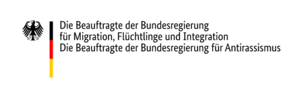 Logo: Die Beauftragte der Bundesregierung für Migration, Flüchtlinge und Integration. Die Beauftragte der Bundesregierung für Antirassismus
