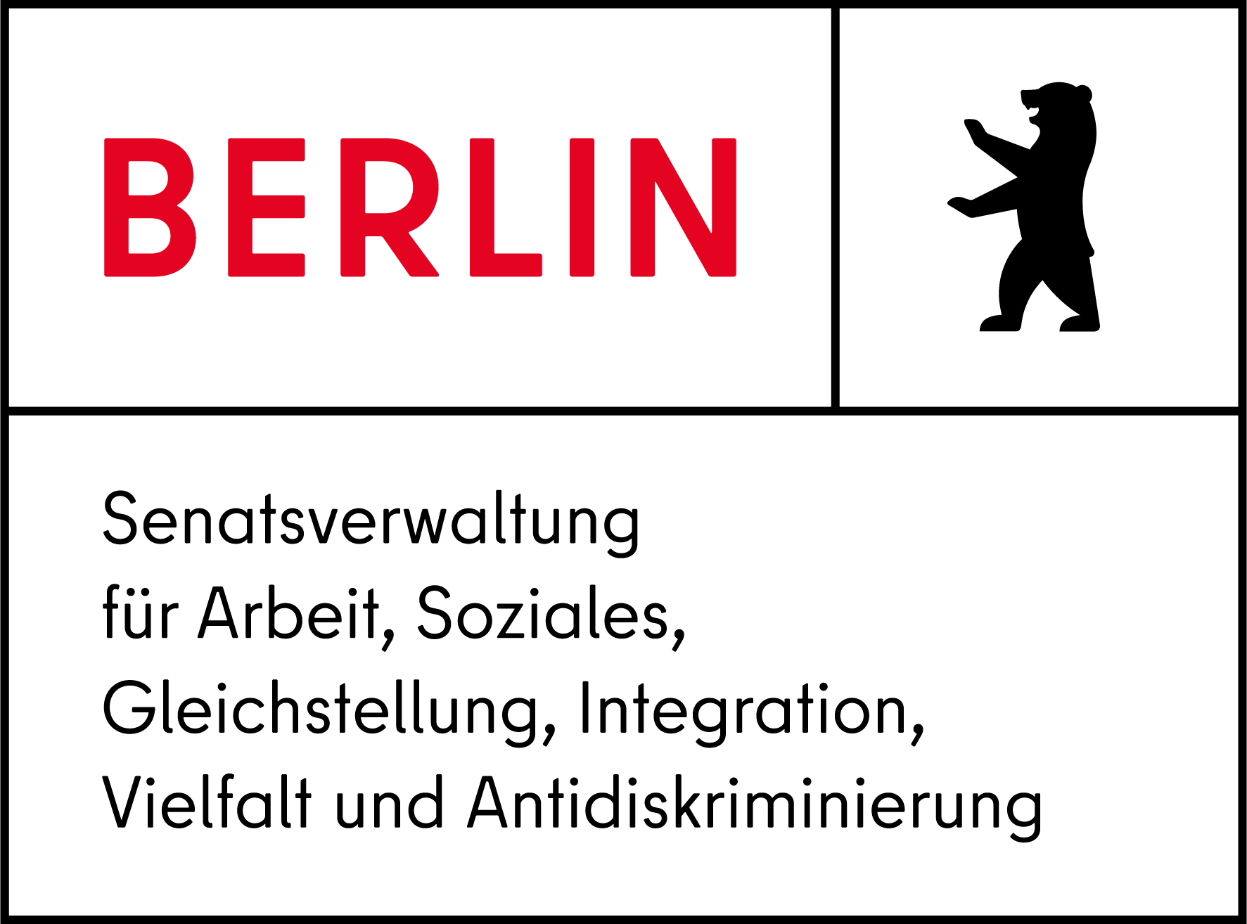Logo Senatsverwaltung für Arbeit, Soziales, Gleichstellung, Integration, Vielfalt und Antidiskiminierung